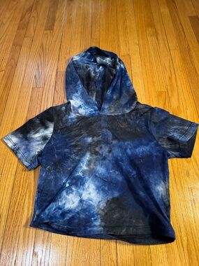 Tie Dye Crop Hoodie Black White Juniors Medium